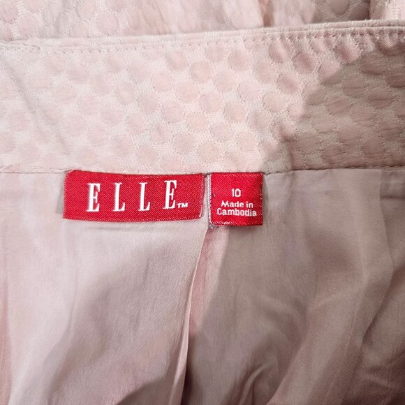 ELLE Sz 10 Y2K Pink Textured Pleated Skater Skirt Zipper Closure Lined Preppy - Picture 8 of 10